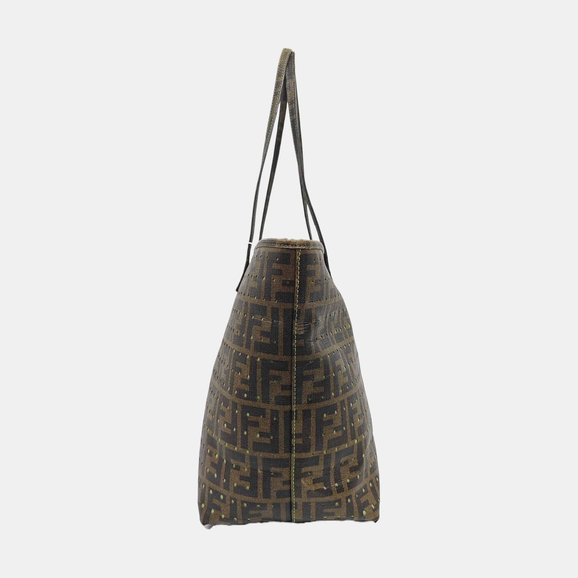 Coated Canvas Tote Bag Brown