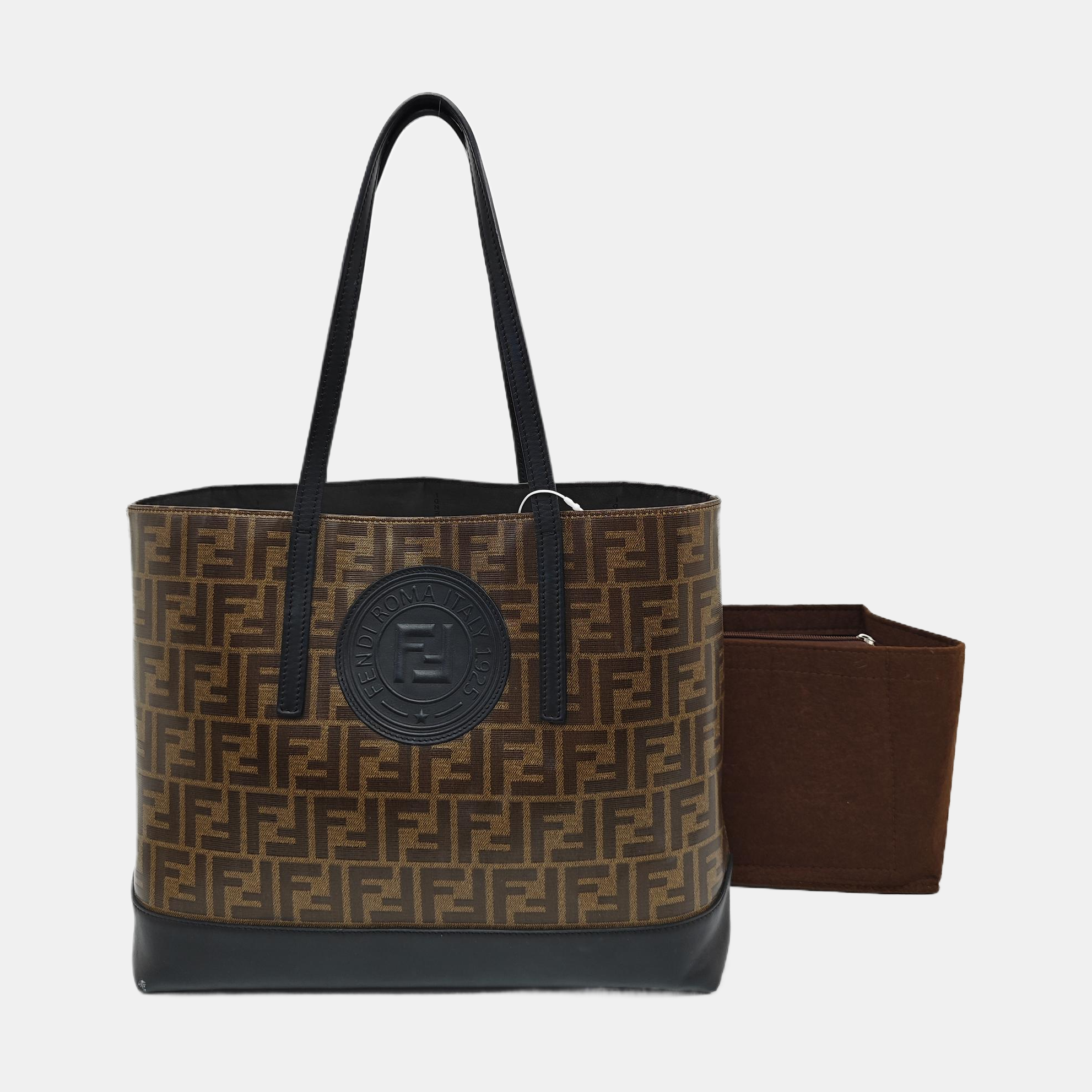Coated Canvas Tote Bag Brown