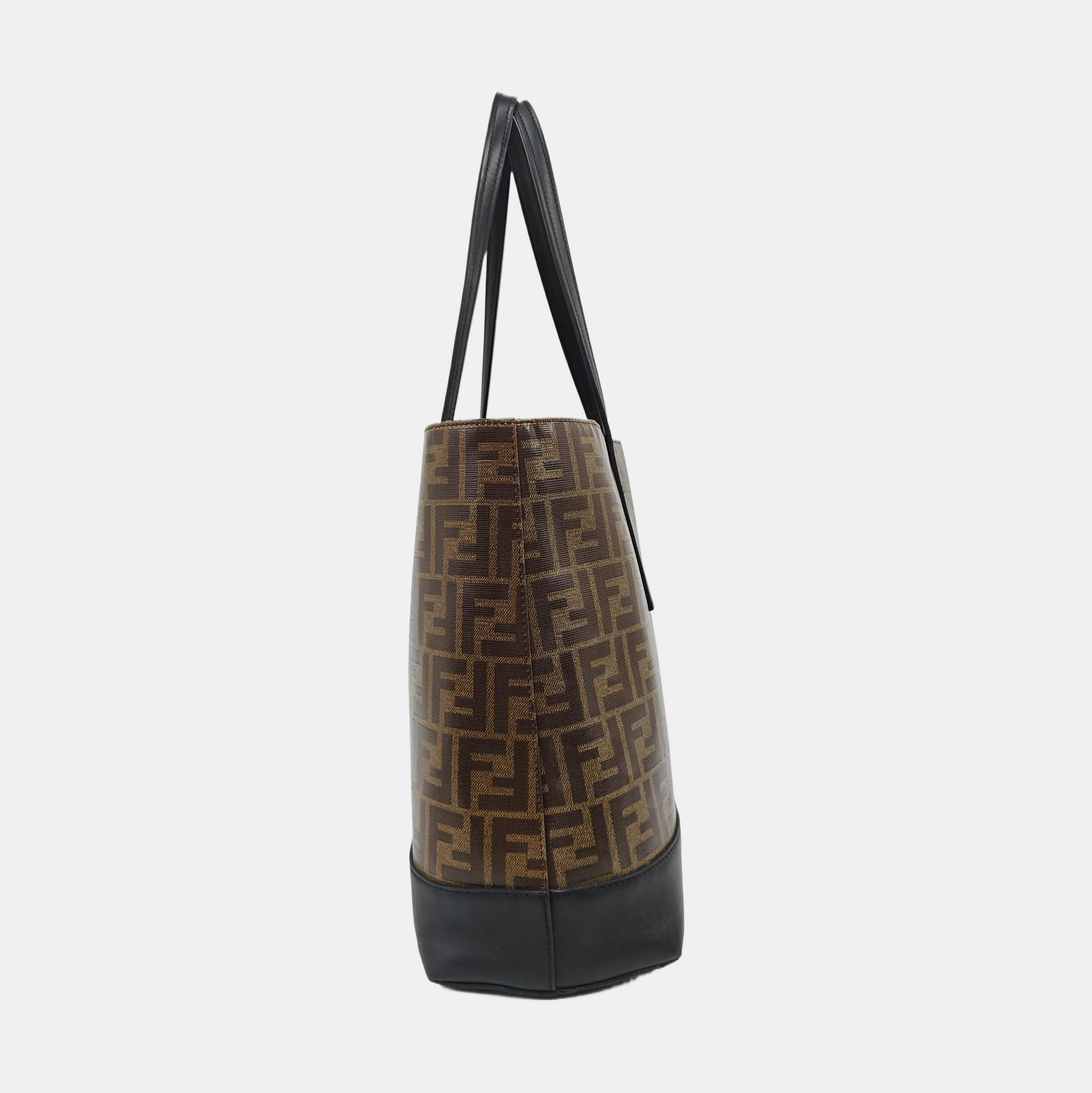 Coated Canvas Tote Bag Brown