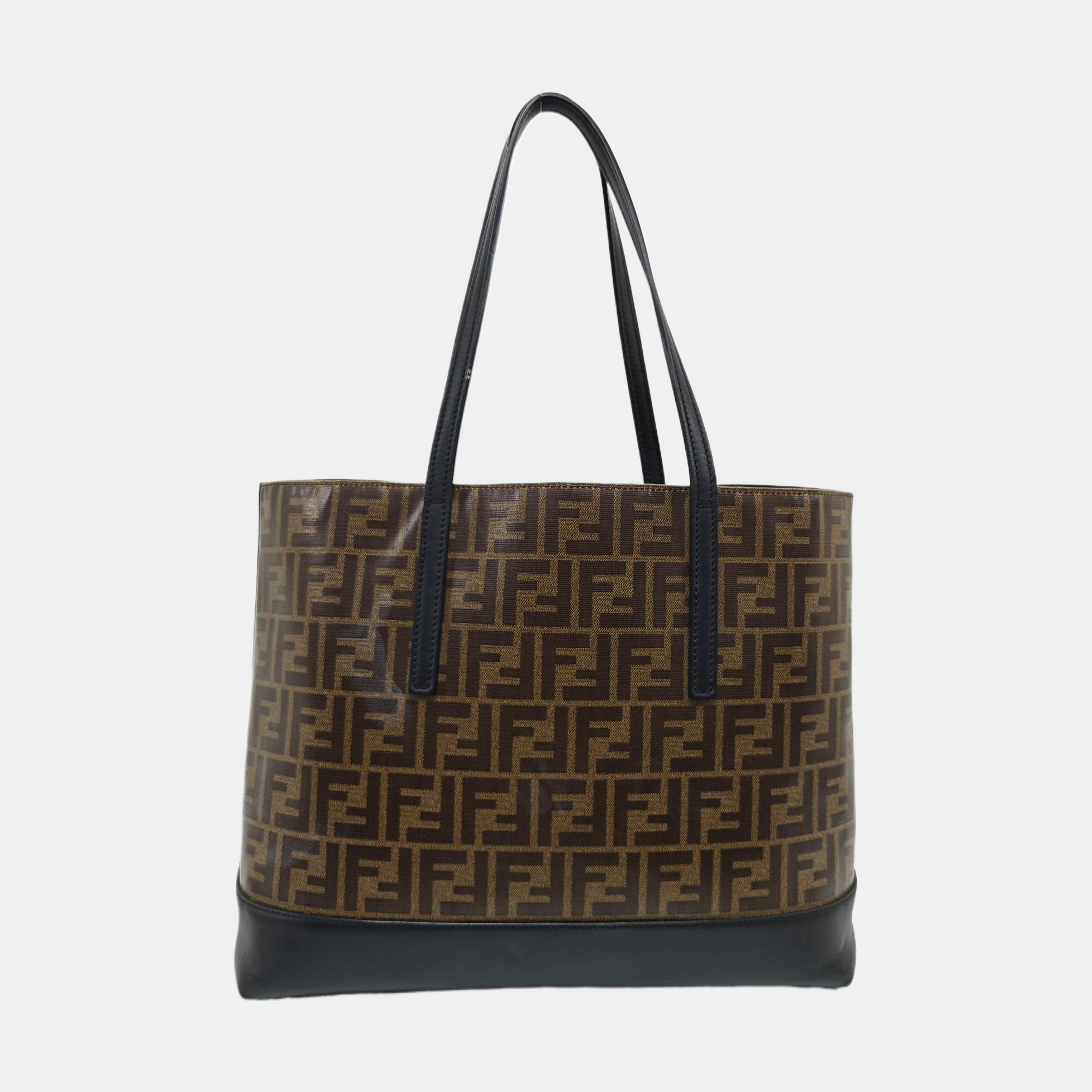Coated Canvas Tote Bag Brown