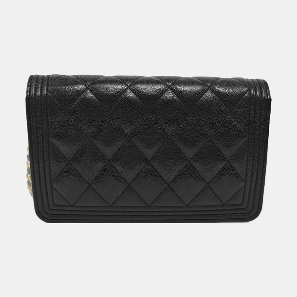 BOY CHANEL Mini Quilted Grained Calfskin Black