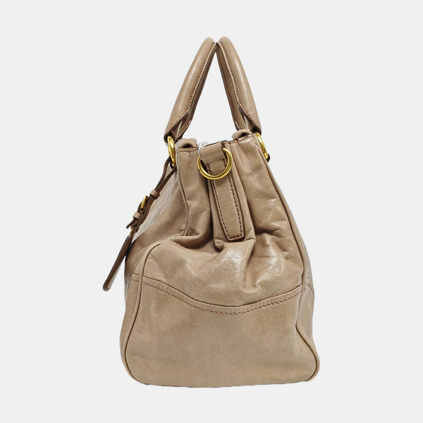 Calfskin Shoulder Bag Beige