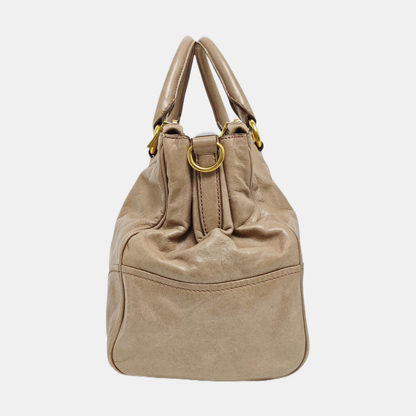 Calfskin Shoulder Bag Beige