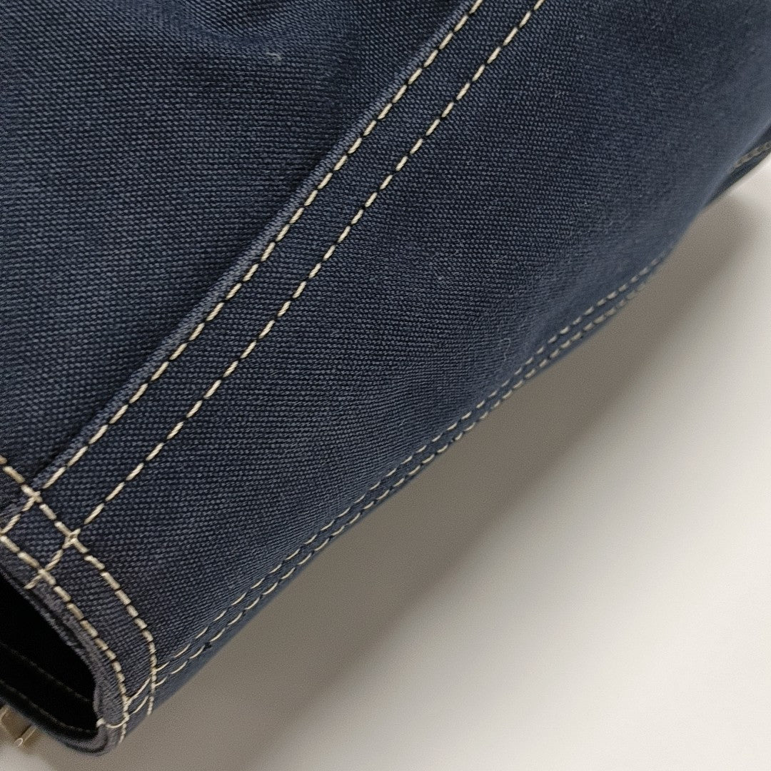 Quilted Canvas Tote Bag Blue