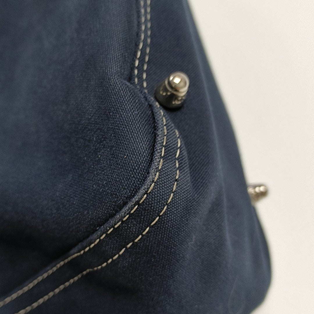 Quilted Canvas Tote Bag Blue