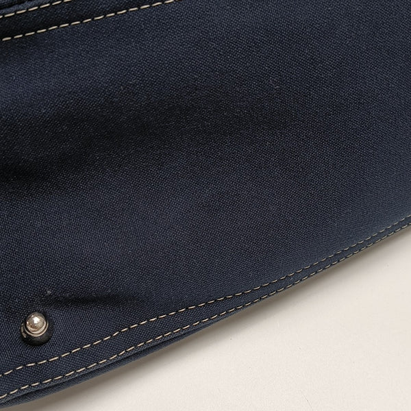 Quilted Canvas Tote Bag Blue