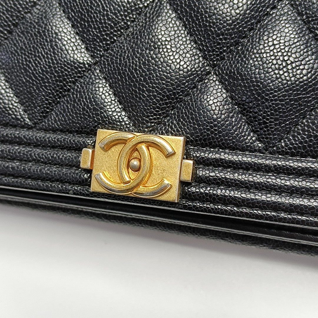 BOY CHANEL Mini Quilted Grained Calfskin Black