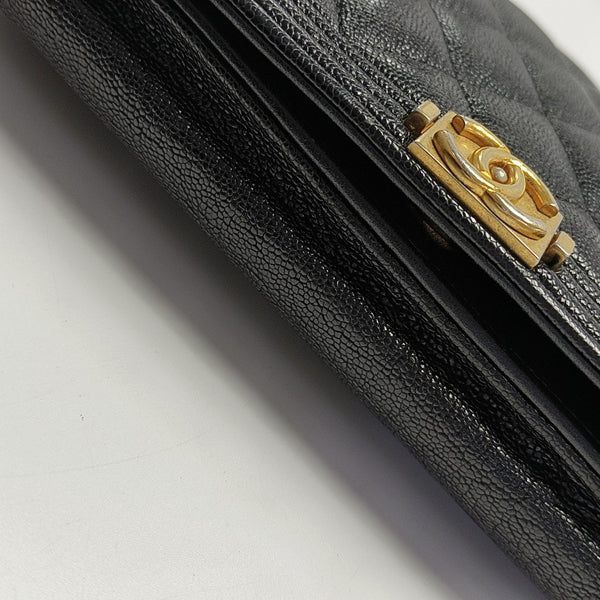 BOY CHANEL Mini Quilted Grained Calfskin Black