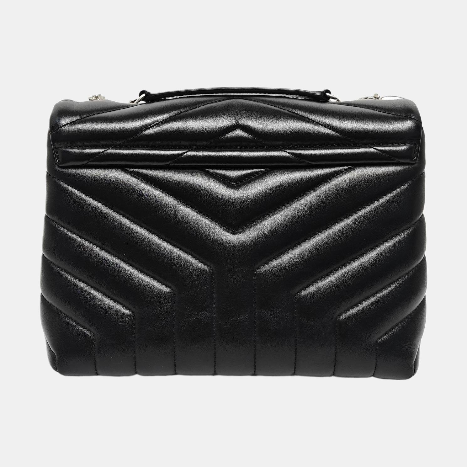 LOULOU Small Chevron Calfskin Black