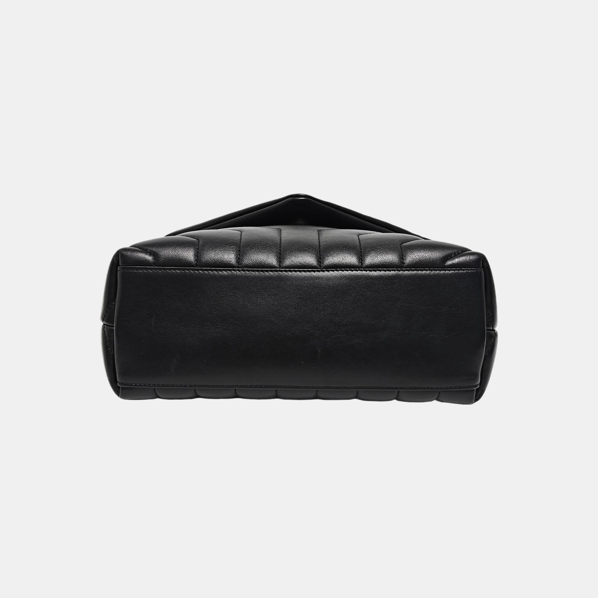 LOULOU Small Chevron Calfskin Black