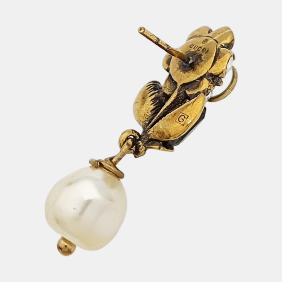 Authenticated pre-owned  Gold-tone Metal Synthetic Crystal Faux Pearl Earring - Earrings at Looply