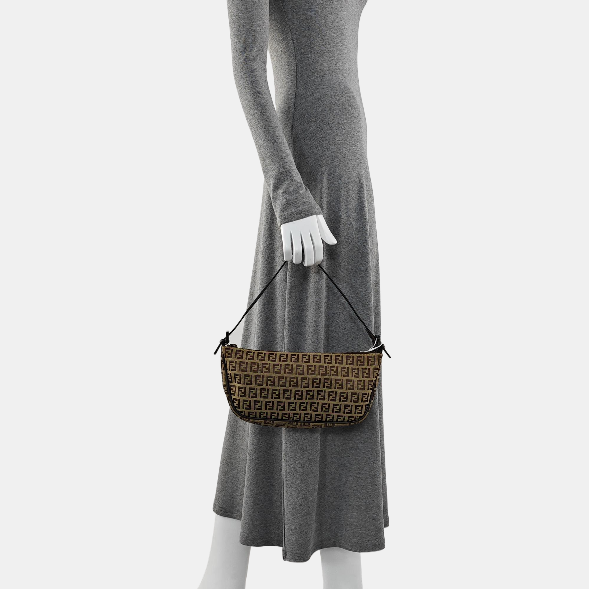 Coated Canvas Shoulder Bag Brown