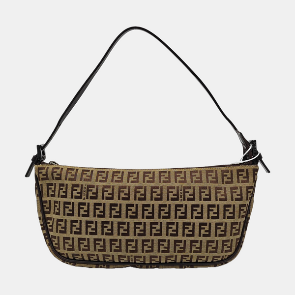 Coated Canvas Shoulder Bag Brown
