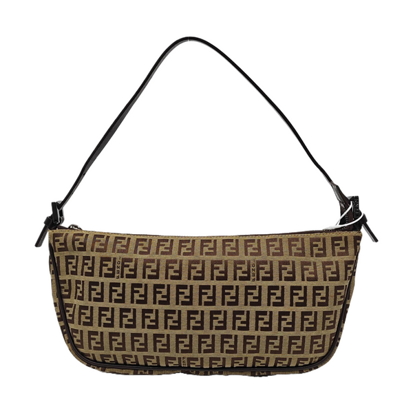Coated Canvas Shoulder Bag Brown
