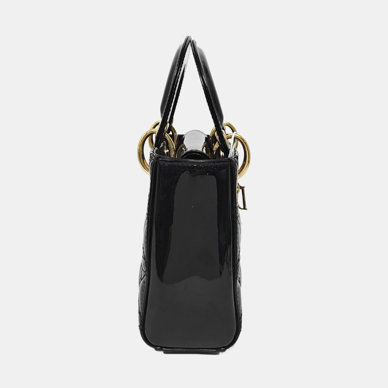 Lady Dior Mini Cannage Patent Leather Black