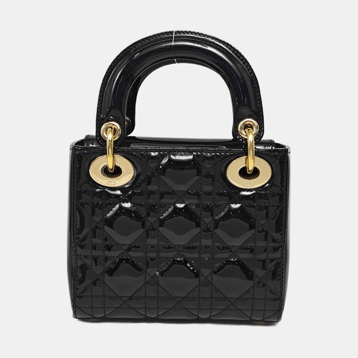 Lady Dior Mini Cannage Patent Leather Black