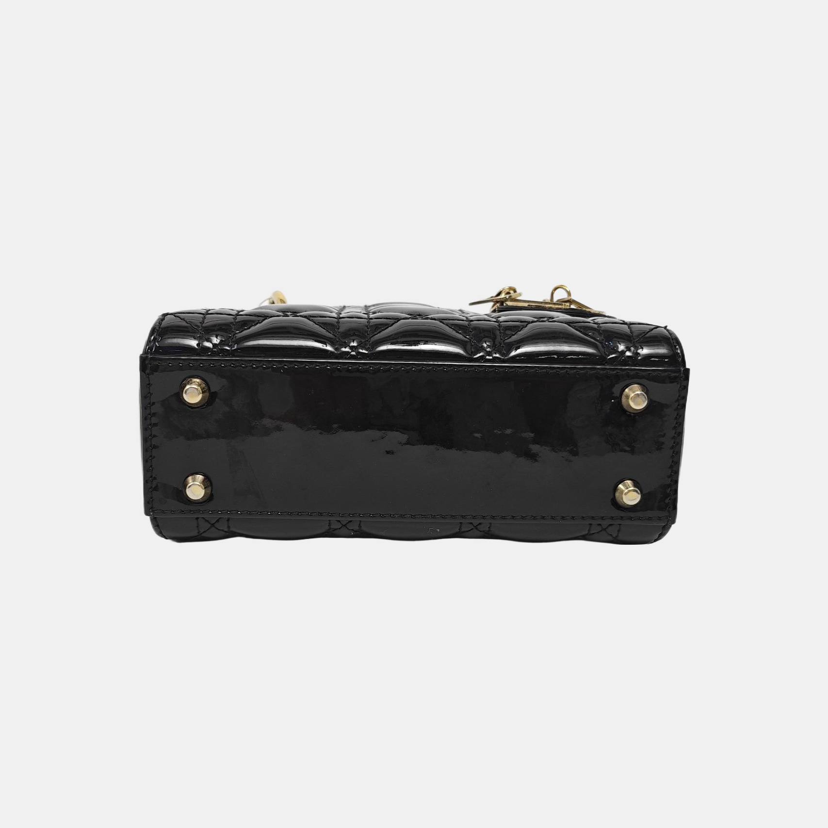 Lady Dior Mini Cannage Patent Leather Black