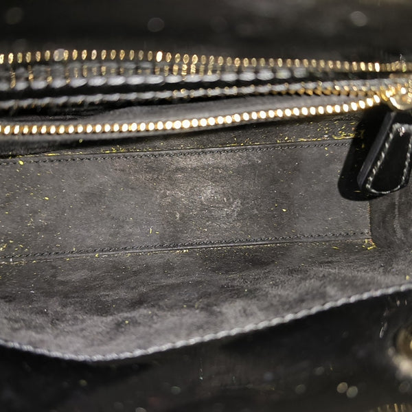 Lady Dior Mini Cannage Patent Leather Black
