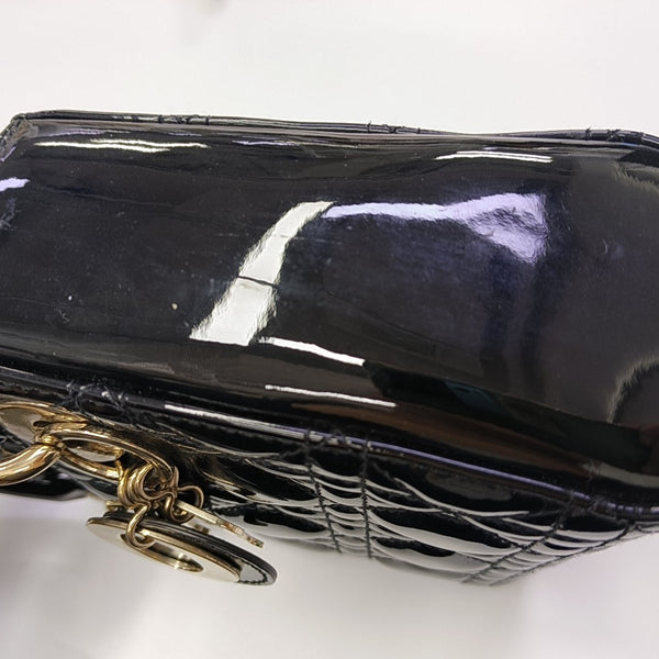 Lady Dior Mini Cannage Patent Leather Black