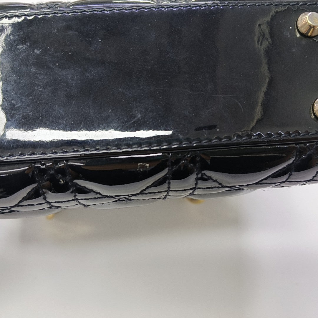 Lady Dior Mini Cannage Patent Leather Black