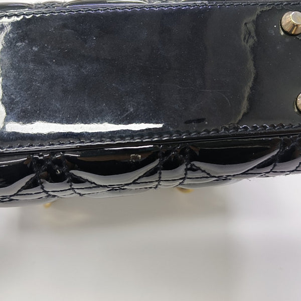 Lady Dior Mini Cannage Patent Leather Black