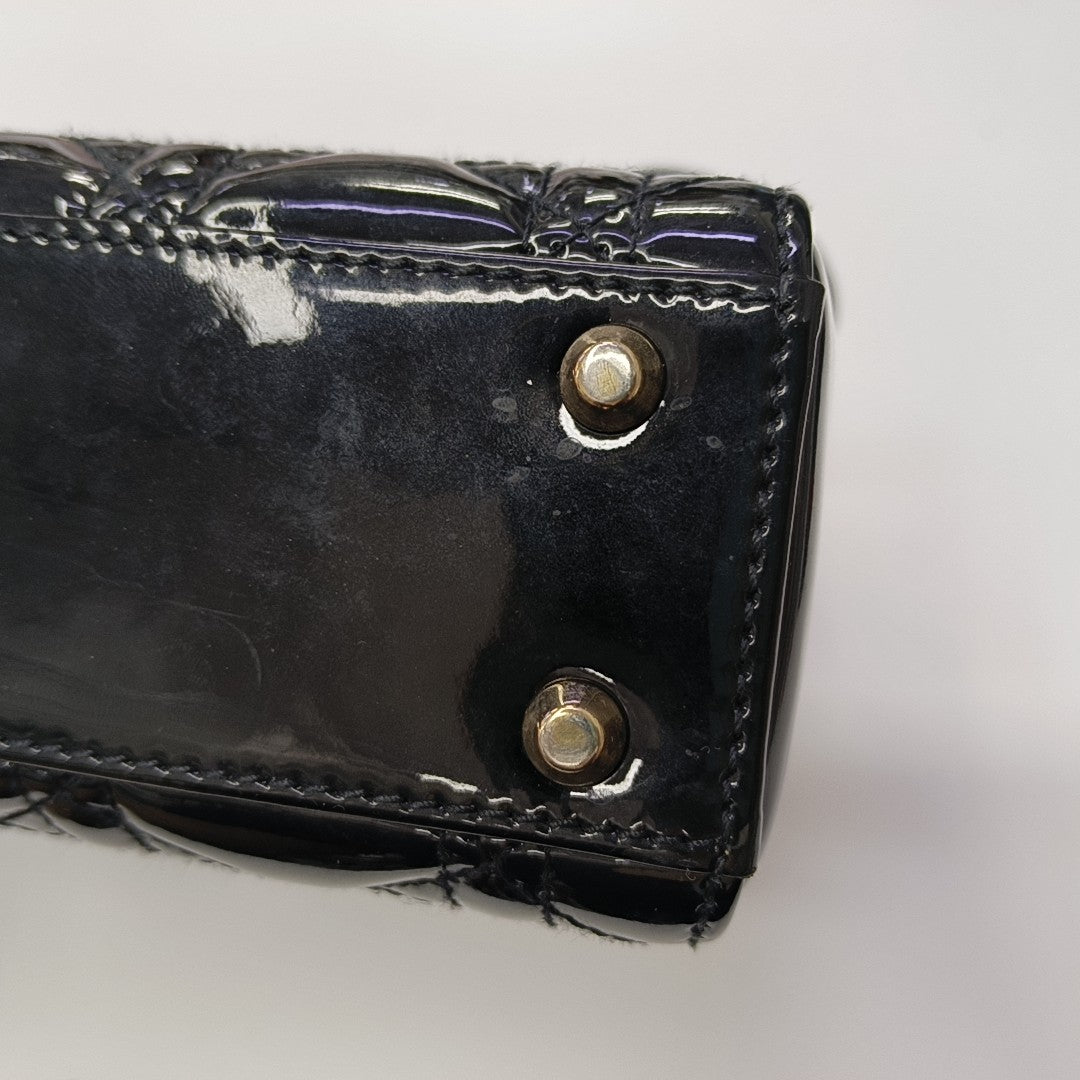 Lady Dior Mini Cannage Patent Leather Black