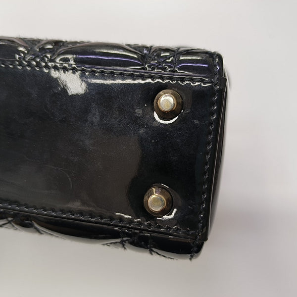 Lady Dior Mini Cannage Patent Leather Black
