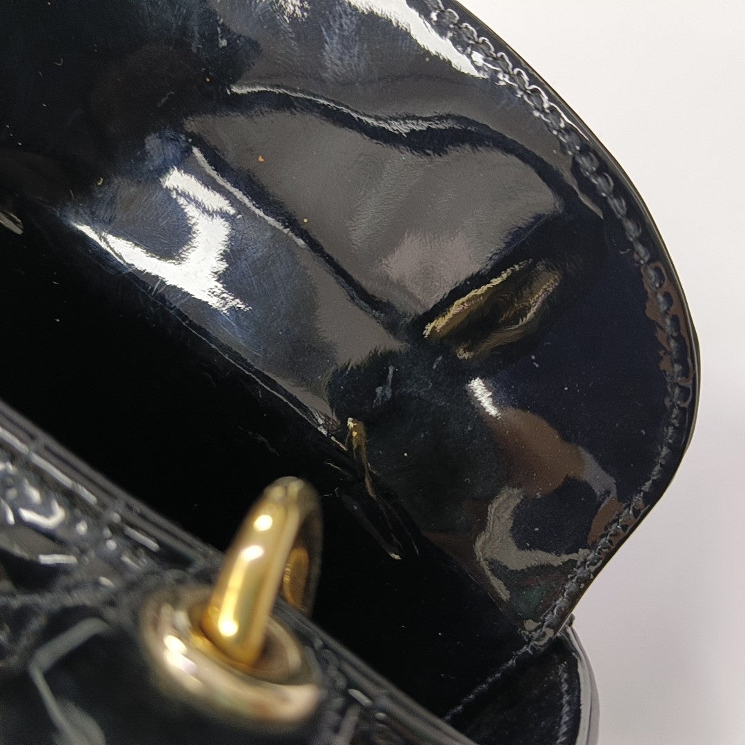 Lady Dior Mini Cannage Patent Leather Black