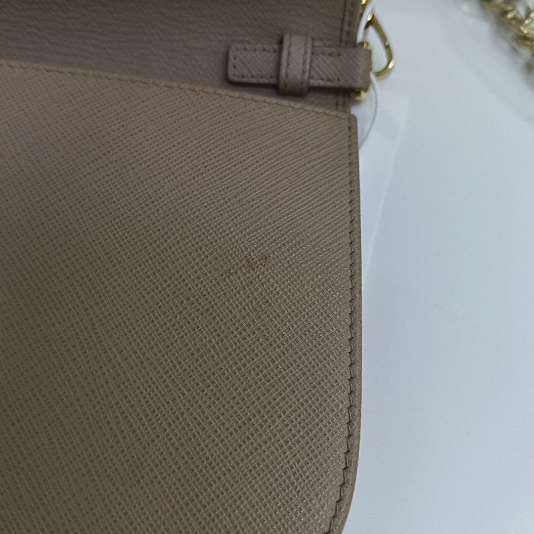Saffiano Calfskin Shoulder Bag Beige
