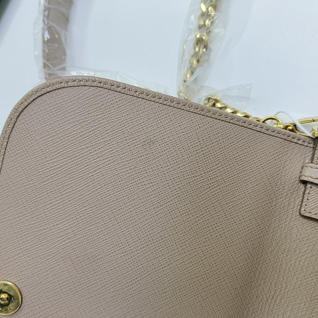 Saffiano Calfskin Shoulder Bag Beige