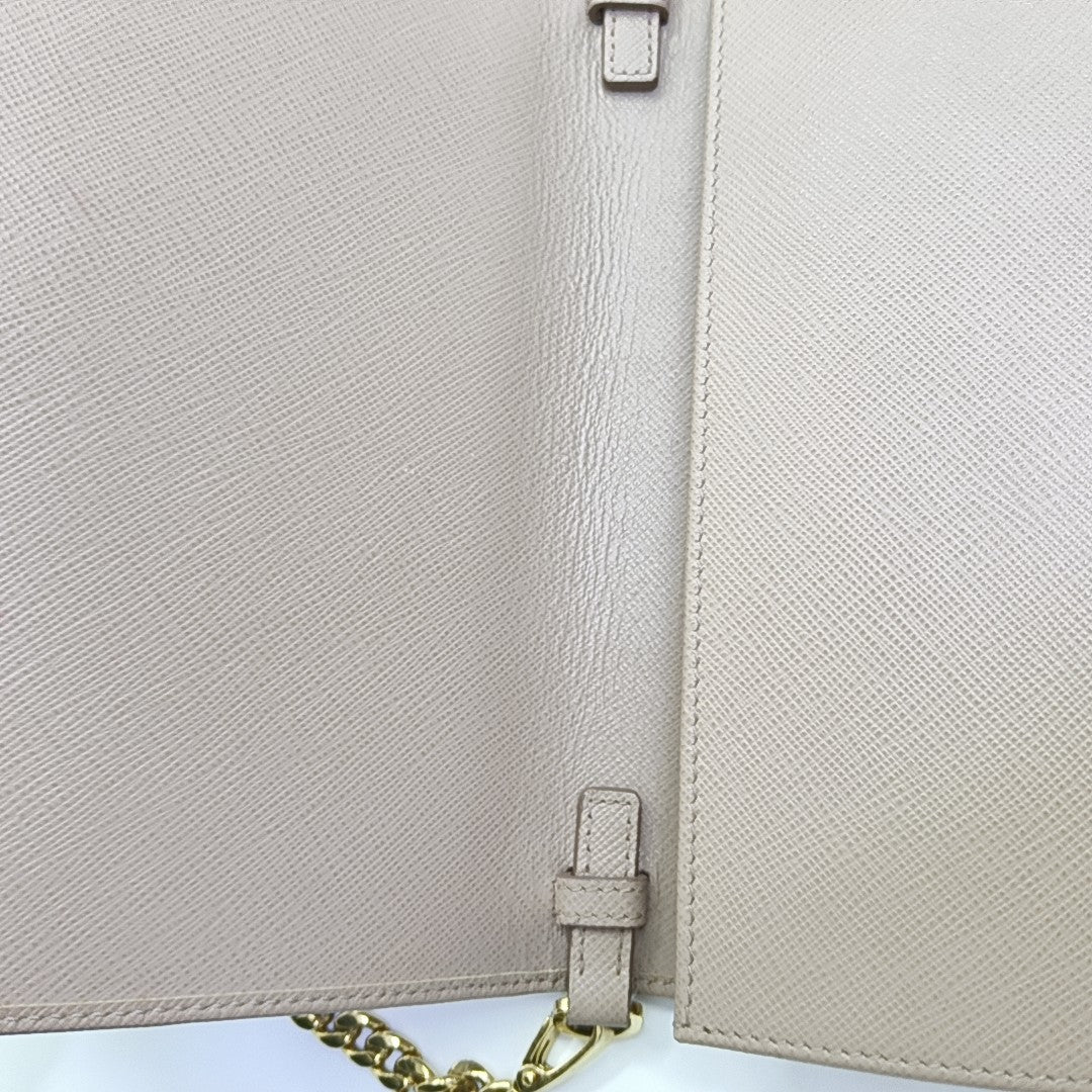 Saffiano Calfskin Shoulder Bag Beige