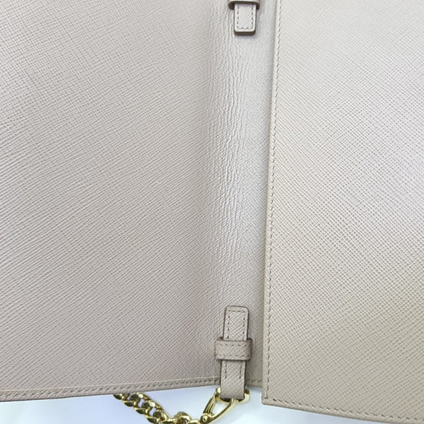 Saffiano Calfskin Shoulder Bag Beige