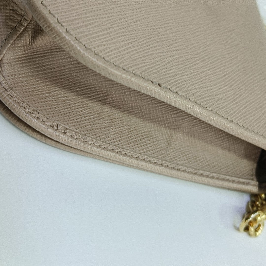 Saffiano Calfskin Shoulder Bag Beige