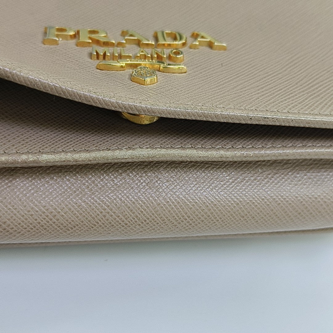 Saffiano Calfskin Shoulder Bag Beige
