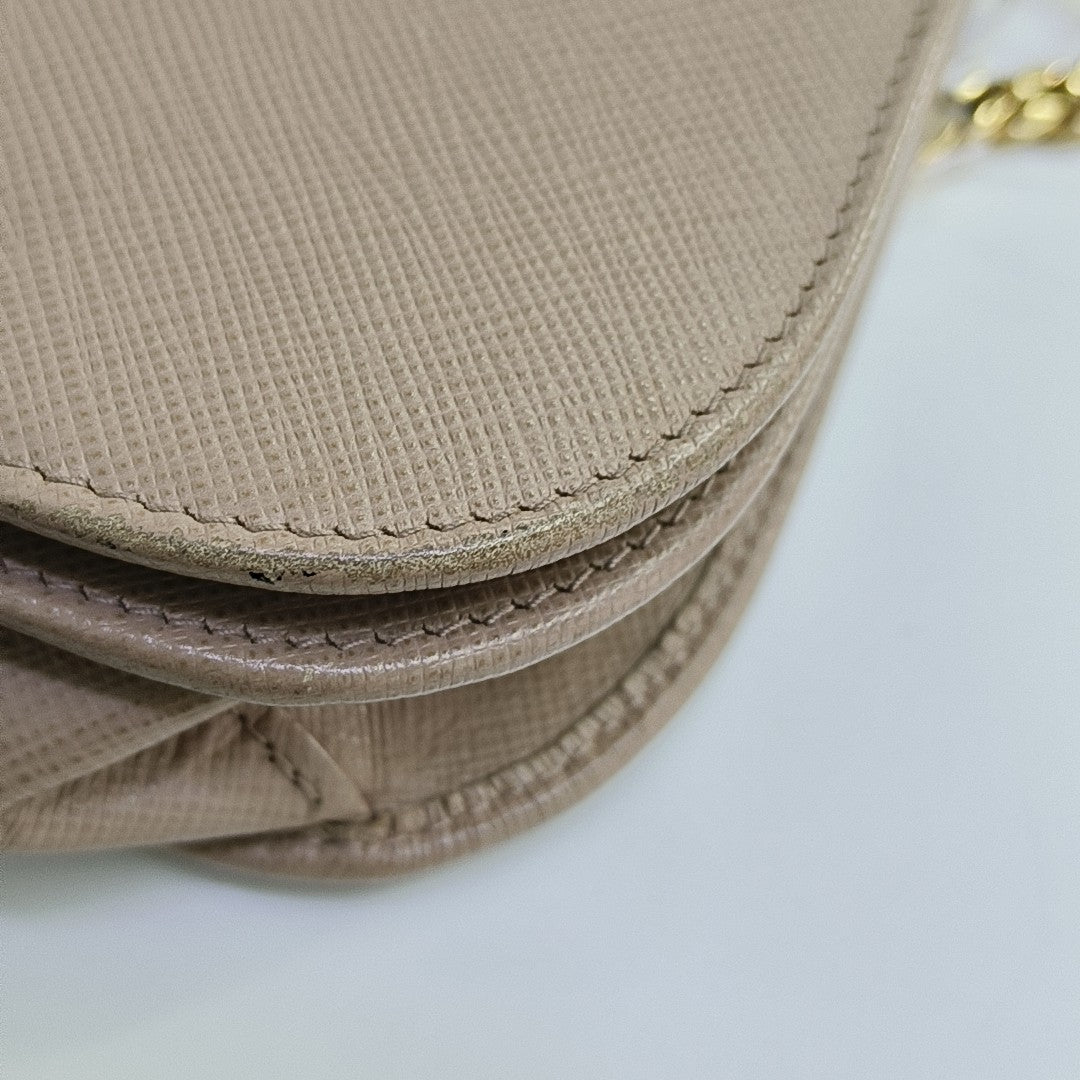 Saffiano Calfskin Shoulder Bag Beige