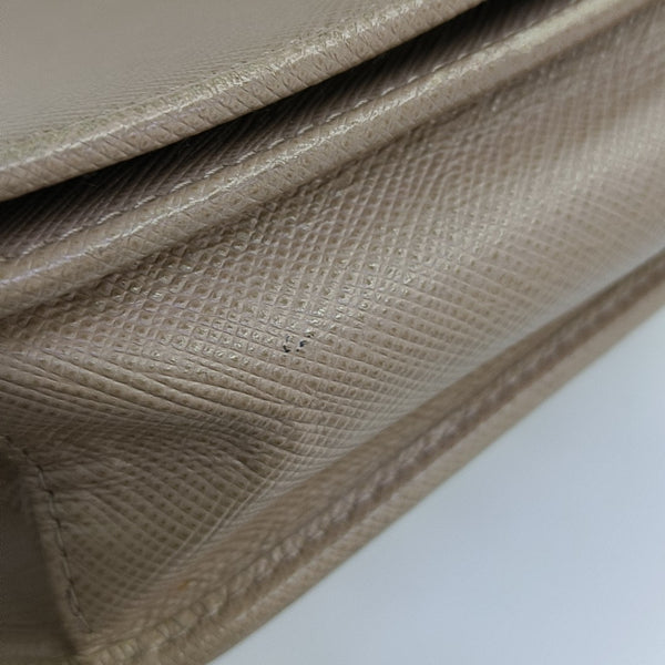 Saffiano Calfskin Shoulder Bag Beige