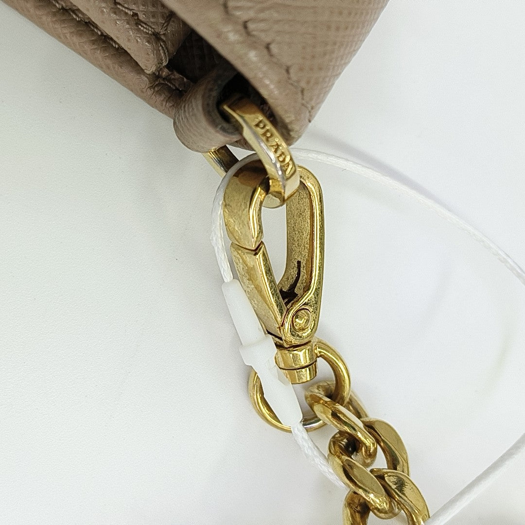 Saffiano Calfskin Shoulder Bag Beige