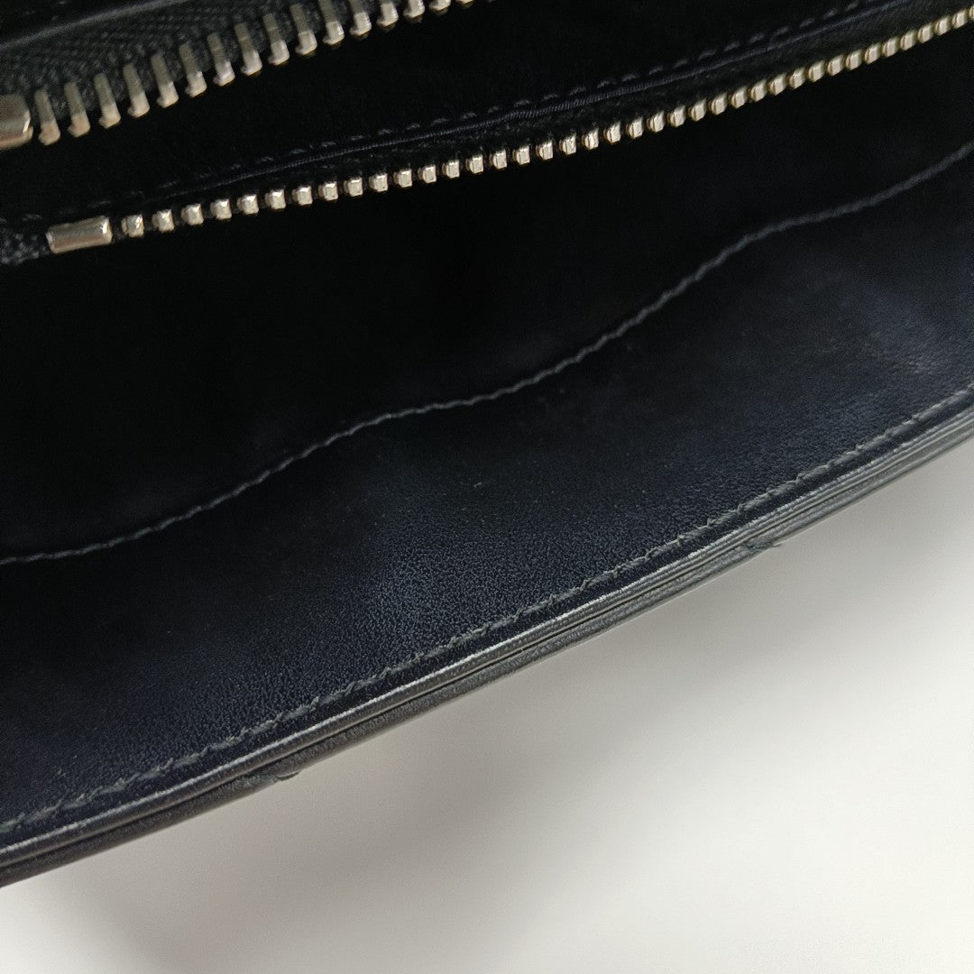 LOULOU Small Chevron Calfskin Black