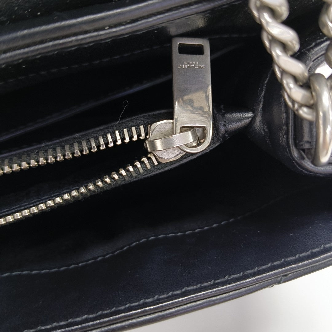 LOULOU Small Chevron Calfskin Black