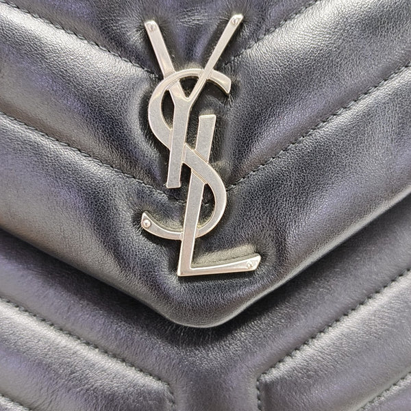 LOULOU Small Chevron Calfskin Black
