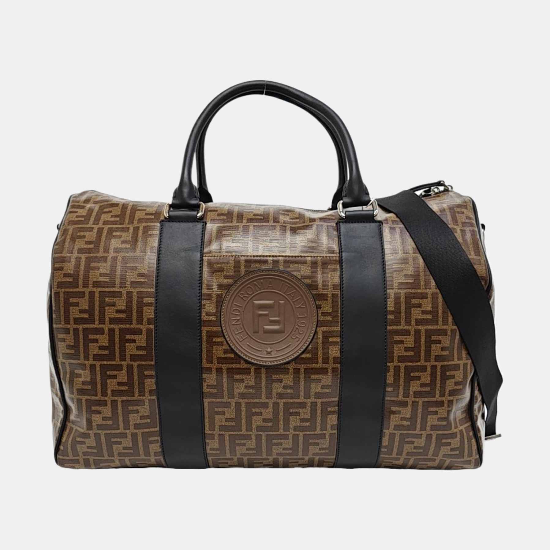 Coated Canvas Shoulder Bag Brown