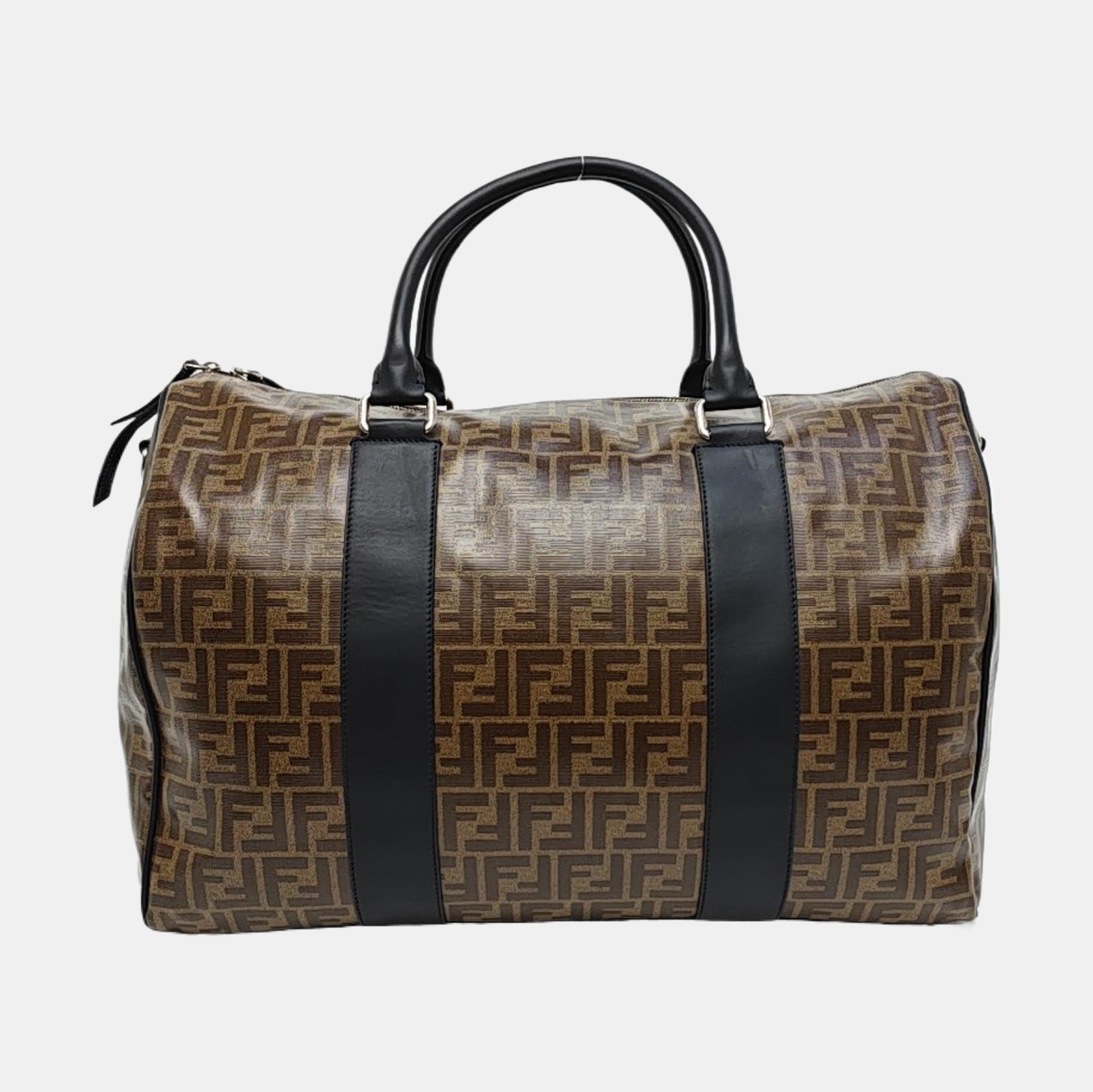 Coated Canvas Shoulder Bag Brown