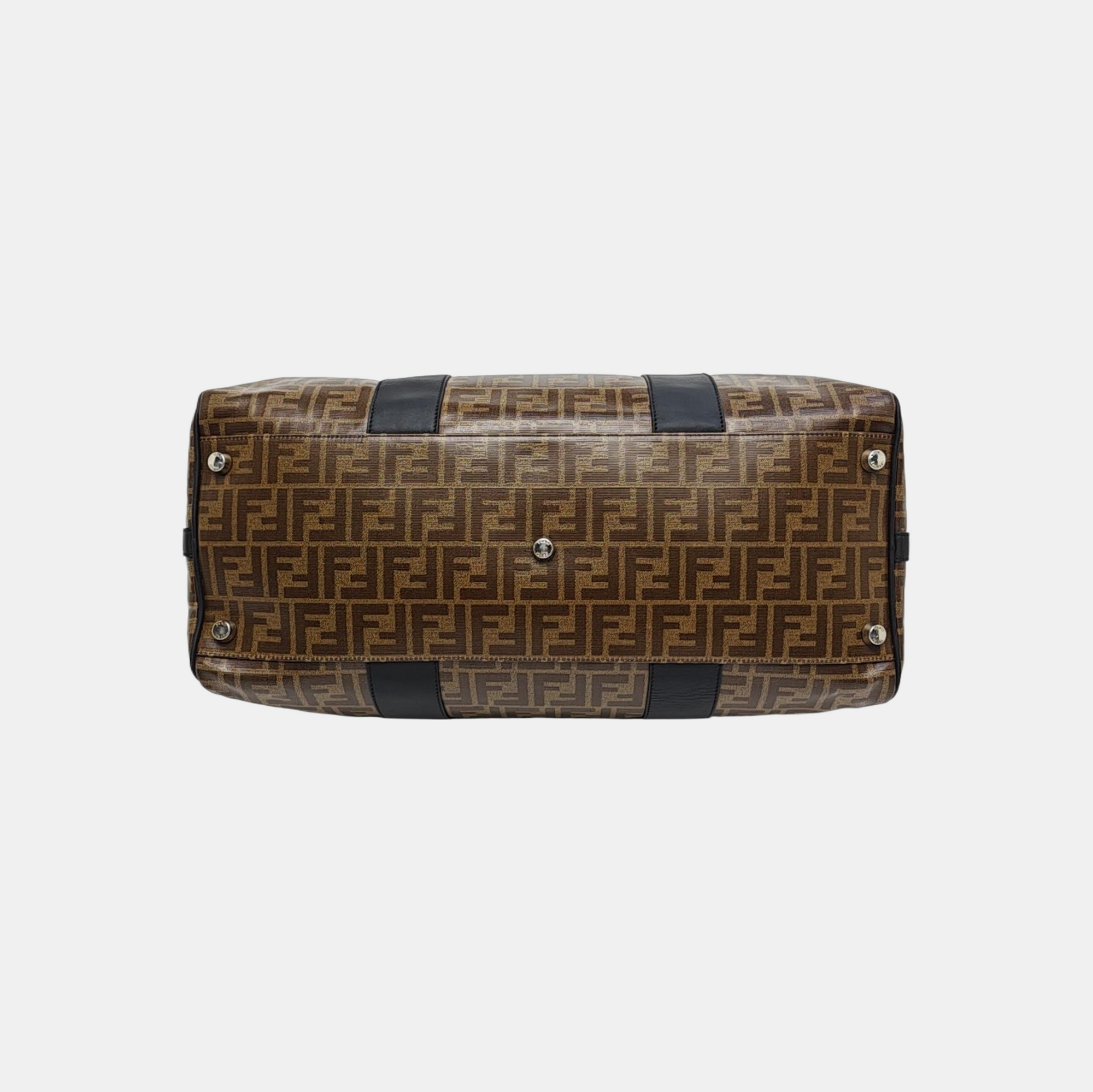Coated Canvas Shoulder Bag Brown