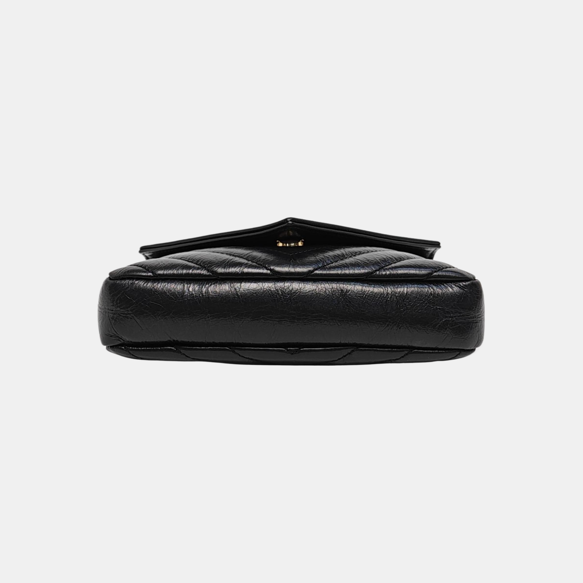 ENVELOPE Small Chevron Calfskin Black