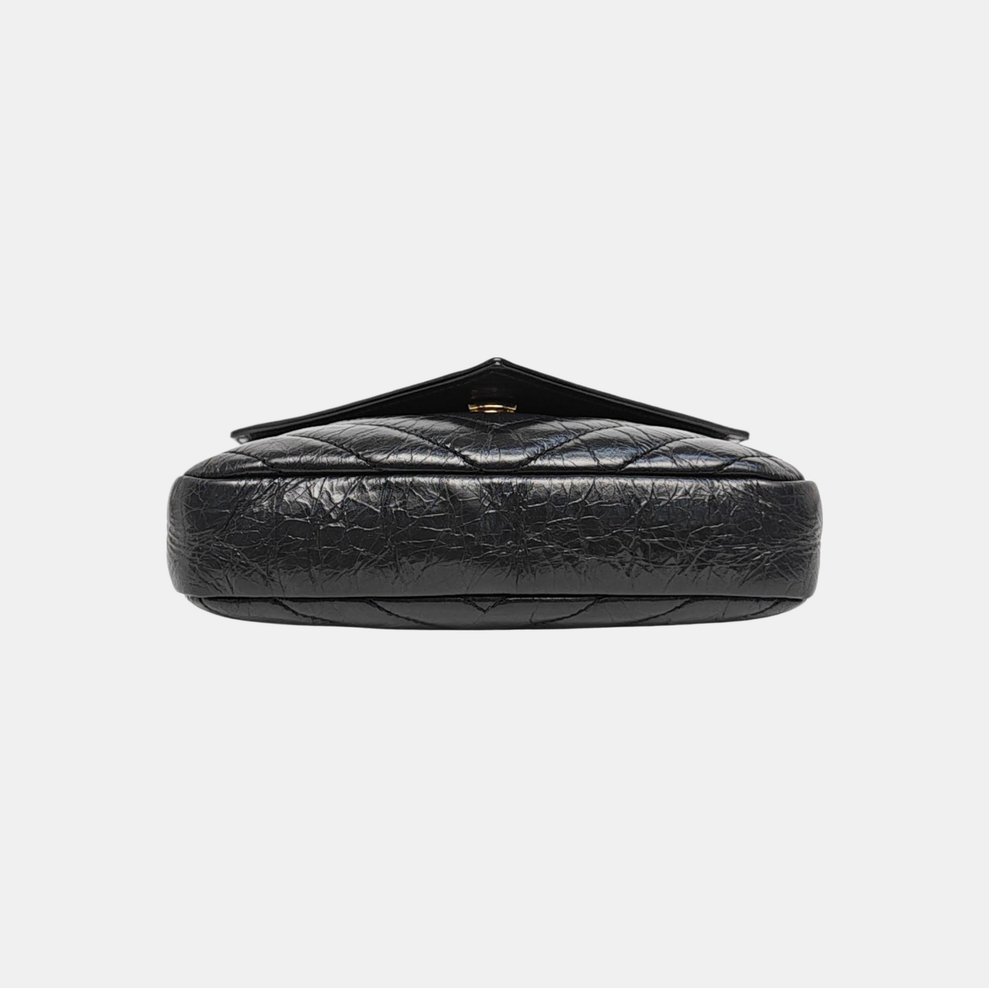 ENVELOPE Small Chevron Calfskin Black