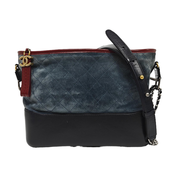 GABRIELLE Medium Quilted Suede Blue