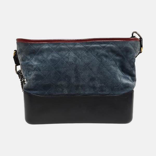 GABRIELLE Medium Quilted Suede Blue