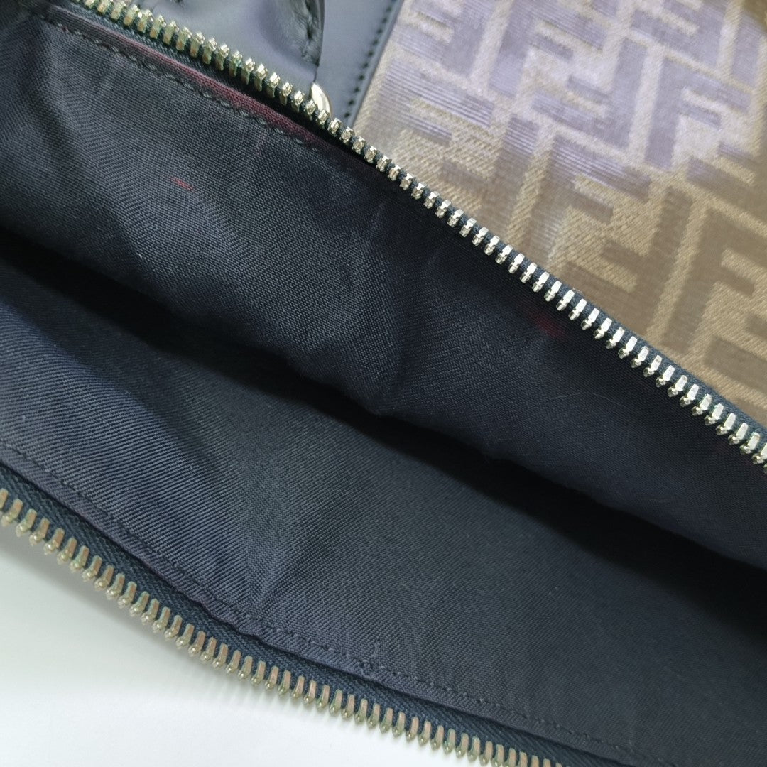 Coated Canvas Shoulder Bag Brown