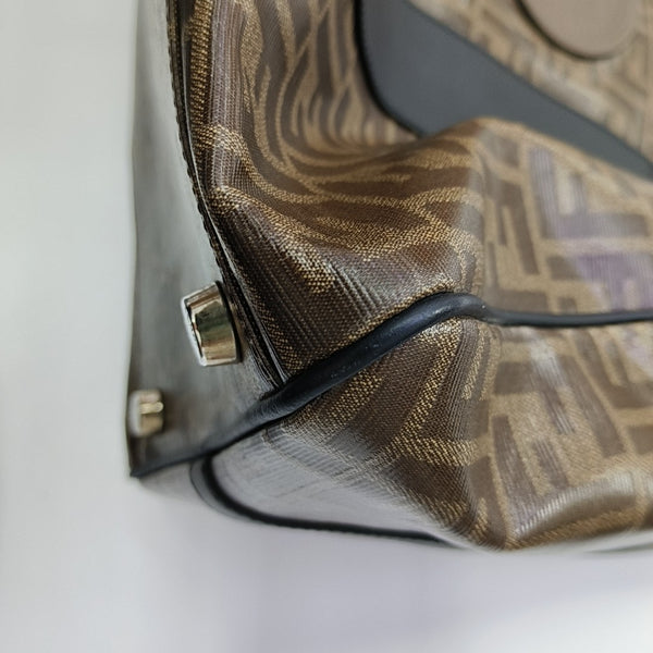 Coated Canvas Shoulder Bag Brown