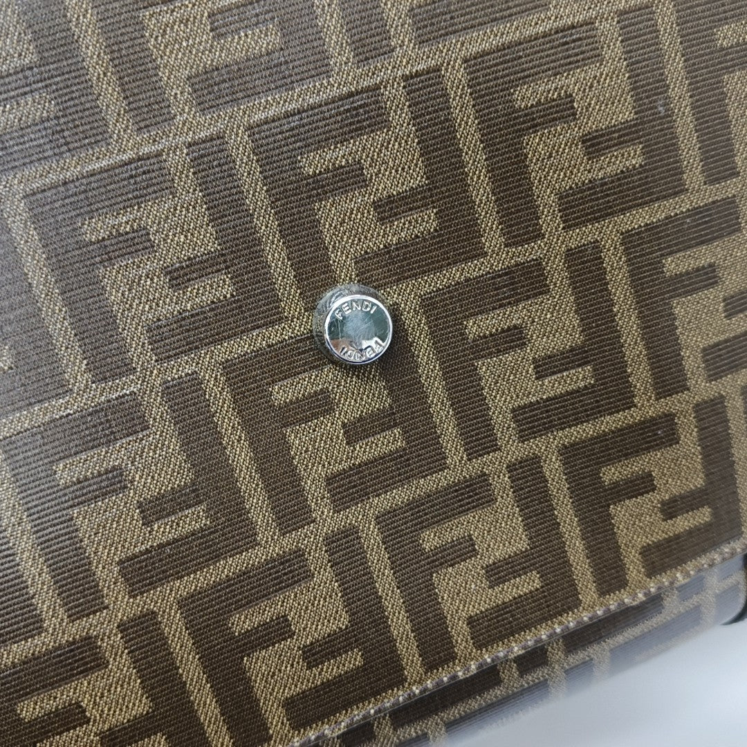 Coated Canvas Shoulder Bag Brown